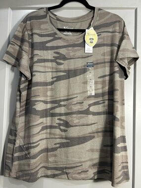Camo Print Short Sleeve Tee - Neutral Tones, Women’s, XL, NWT